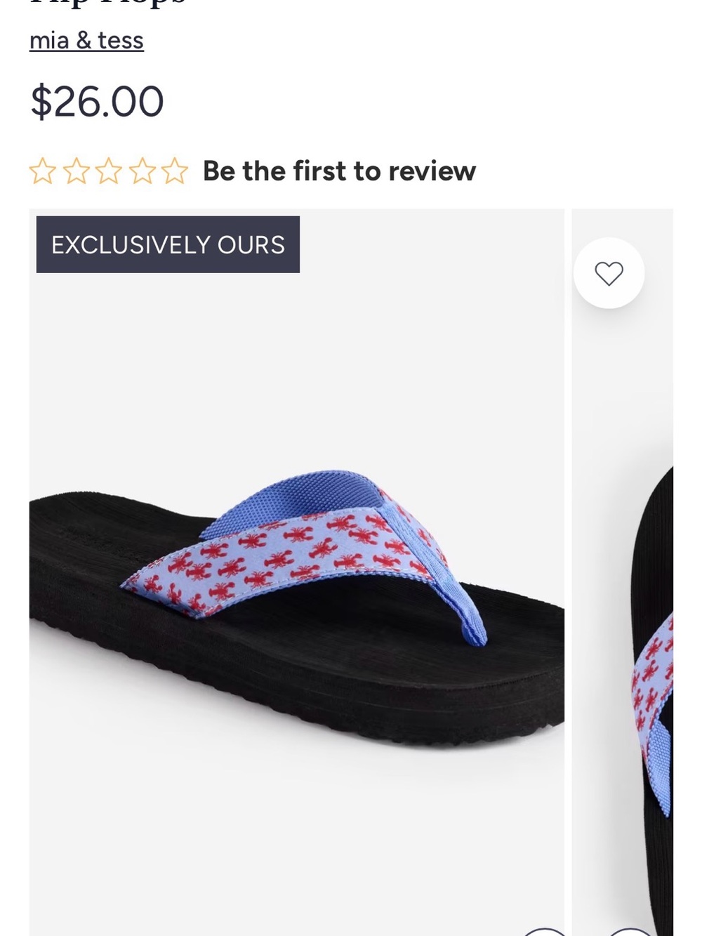 Lobster Flip Flops - Black Sole with Blue and Red Patterned Straps